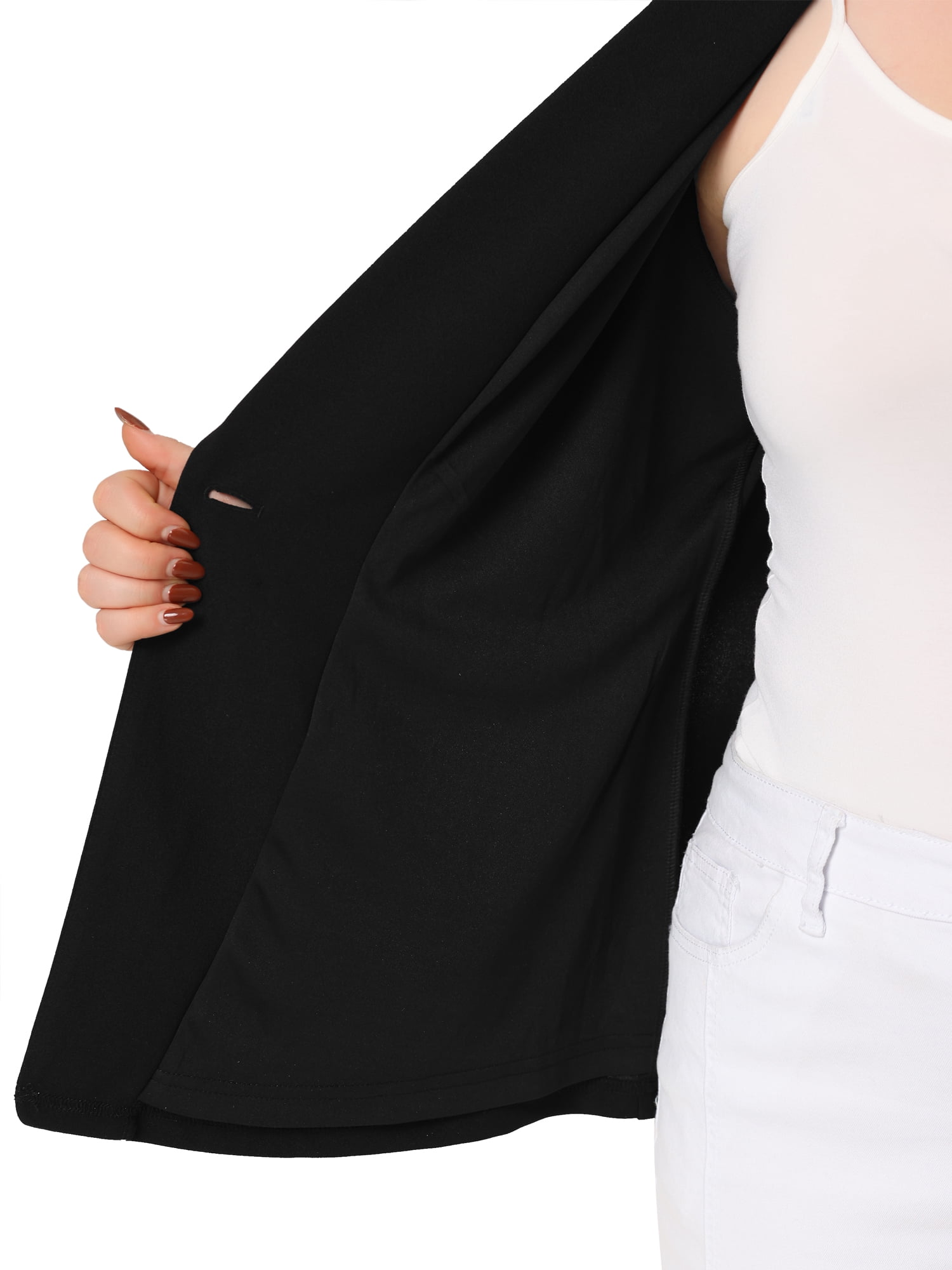 Unique Bargains Women's Plus Size Work Notch Lapel Lace Front Blazers Jackets