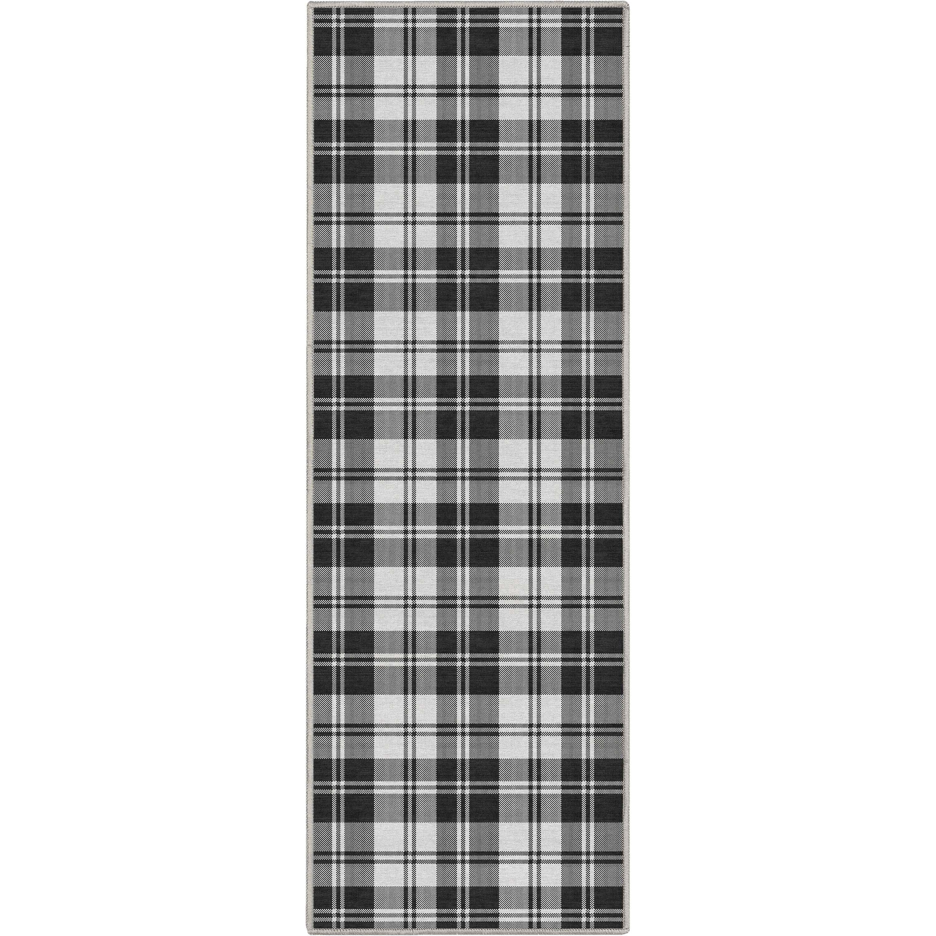 Well Woven Apollo Flatwoven Plaid Black 2' x 5' Runner Rug