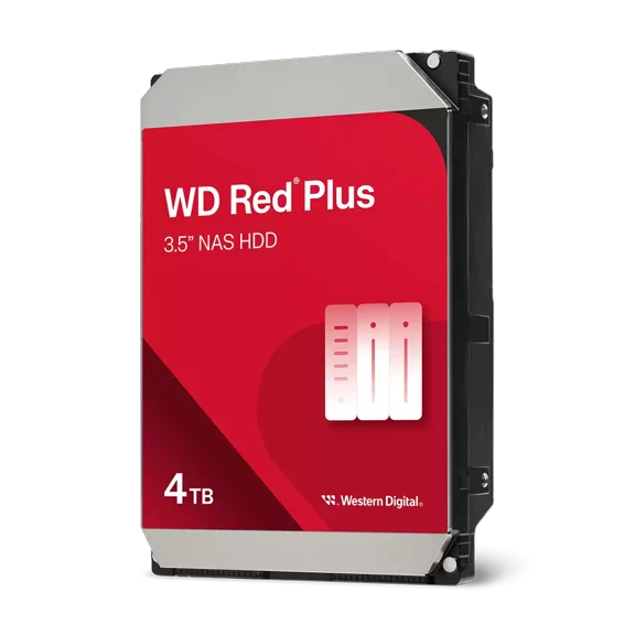 Western Digital 4TB WD Red Plus NAS SATA HDD, 3.5" Internal Hard Drive HDD, 5400 RPM, 256MB Cache, CMR - WD40EFPX