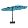 thumbnail image 2 of Costway 15FT Double-Sided Twin Patio Umbrella Sun Shade Outdoor Crank Market Turquoise, 2 of 9