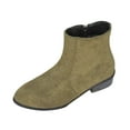 thumbnail image 3 of Mostsola Ankle Boots for Women Low Stacked Heel Booties with Side Zipper Suede Wide Calf Boot, 3 of 8