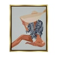 thumbnail image 4 of Stupell Industries Woman Obscured By Sun Hat Summer Beach Portrait Graphic Art Metallic Gold Floating Framed Canvas Print Wall Art, Design by Amelia Noyes, 4 of 5