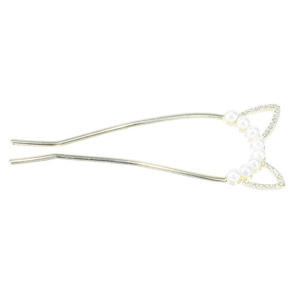 Unique Bargains 1 Pc Classic Cat Ears U-shaped Hair Pins Hair Clips for Women Girls 4.57"x1.81"x0.47" Gold Tone