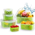 thumbnail image 1 of Czcpp- Lot de 5 Contenants de Stockage d'Aliments Frais Réfrigérateur, Micro-Ondes et Lave-Vaisselle Sûr Boîte de Conservation des Produits avec Poignée, Paniers de Drainage et Couvercle, Garde-Frais Sans BPA Organisateur de Réfrigérateur pour Fruits, Légumes, Vert, 1 of 4