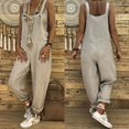 thumbnail image 5 of Combinaison Décontractée pour Femmes en Lin et Coton Ample Salopette Short Pantalon Salopette, 5 of 5