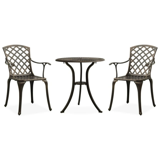 vidaXL 3 Piece Bistro Set Cast Aluminium Bronze