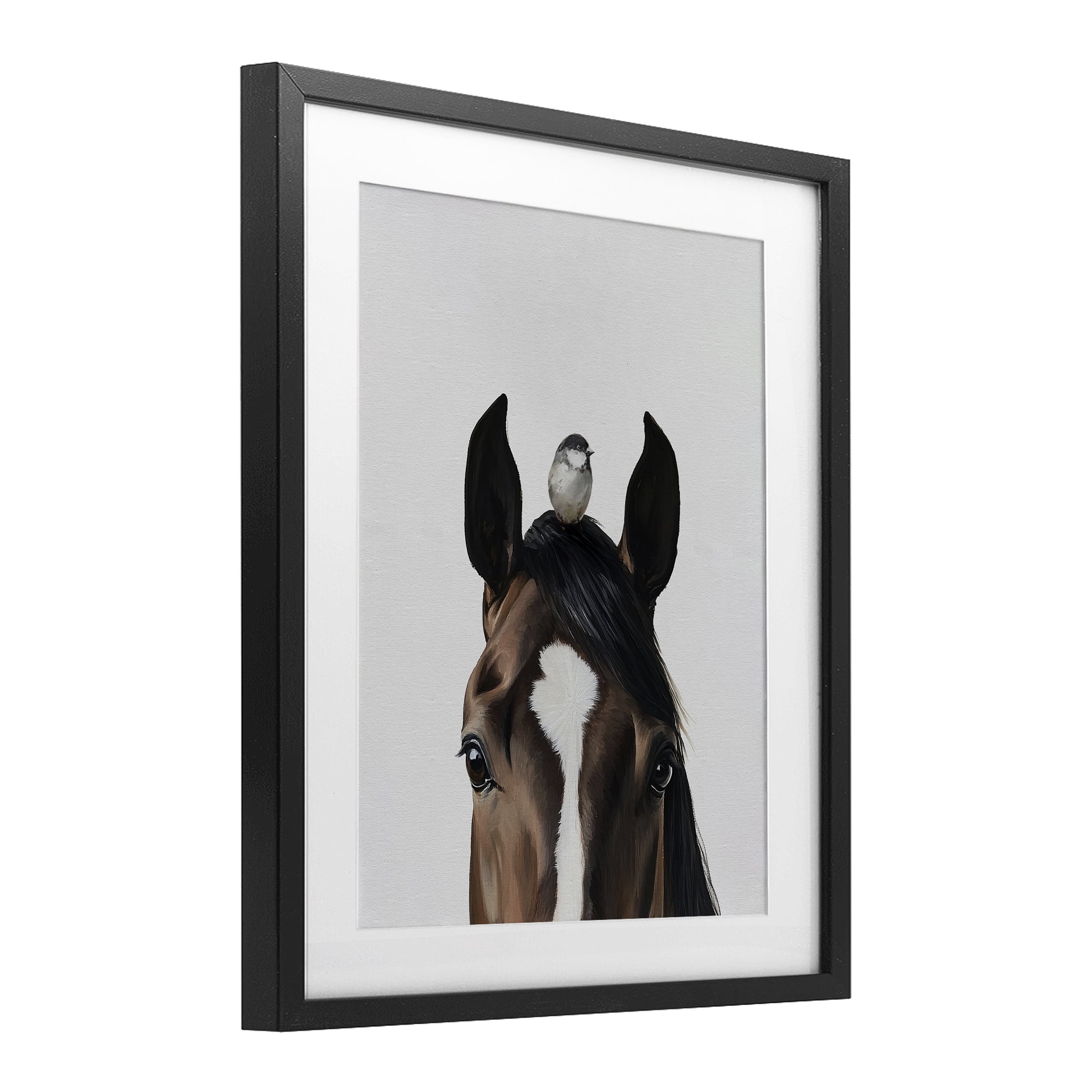 Stupell Industries Quiet Companion Horse & Bird Black Framed Print Under Glass, design by Svetlana Aleynikova