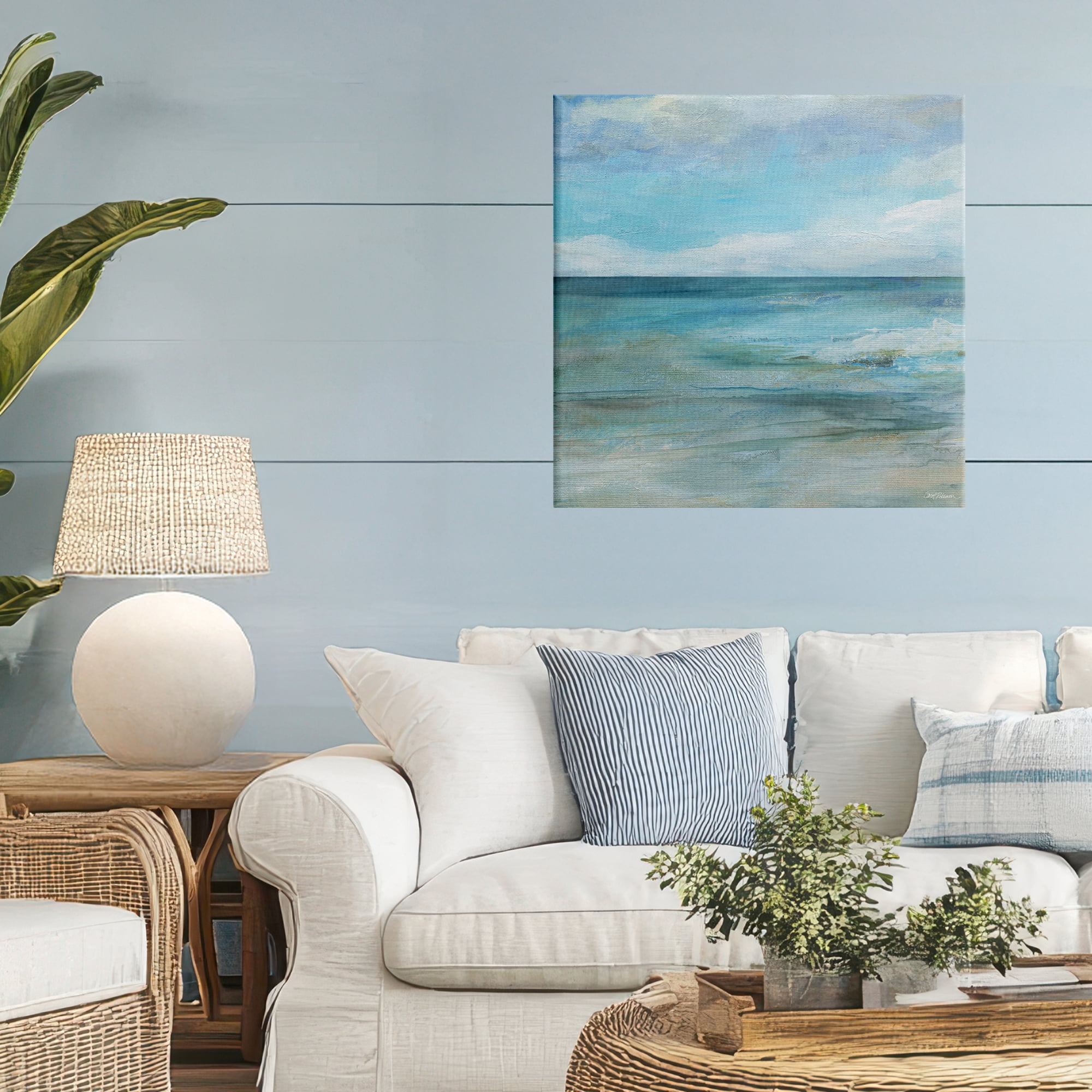 Stupell Industries Aqua Ocean Horizon Abstract Canvas Wall Art, design by Carol Robinson