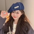thumbnail image 3 of Tnobhg Women Casual Newsboy Beret Hat Autumn Winter Solid Color Letter Logo Octagonal Hat Denim Painter Hat Streetwear, 3 of 8