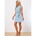 thumbnail image 3 of DARING DIVA Above Knee Button Down Floral Print Dress M Blue, 3 of 6