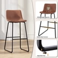 thumbnail image 5 of Aufeile 30" Counter Height Bar Stools Set of 3 – Modern Faux Leather Barstools with Back & Metal Legs, Kitchen Bar Chairs for Island, Dining Room, Dark Brown, 5 of 8