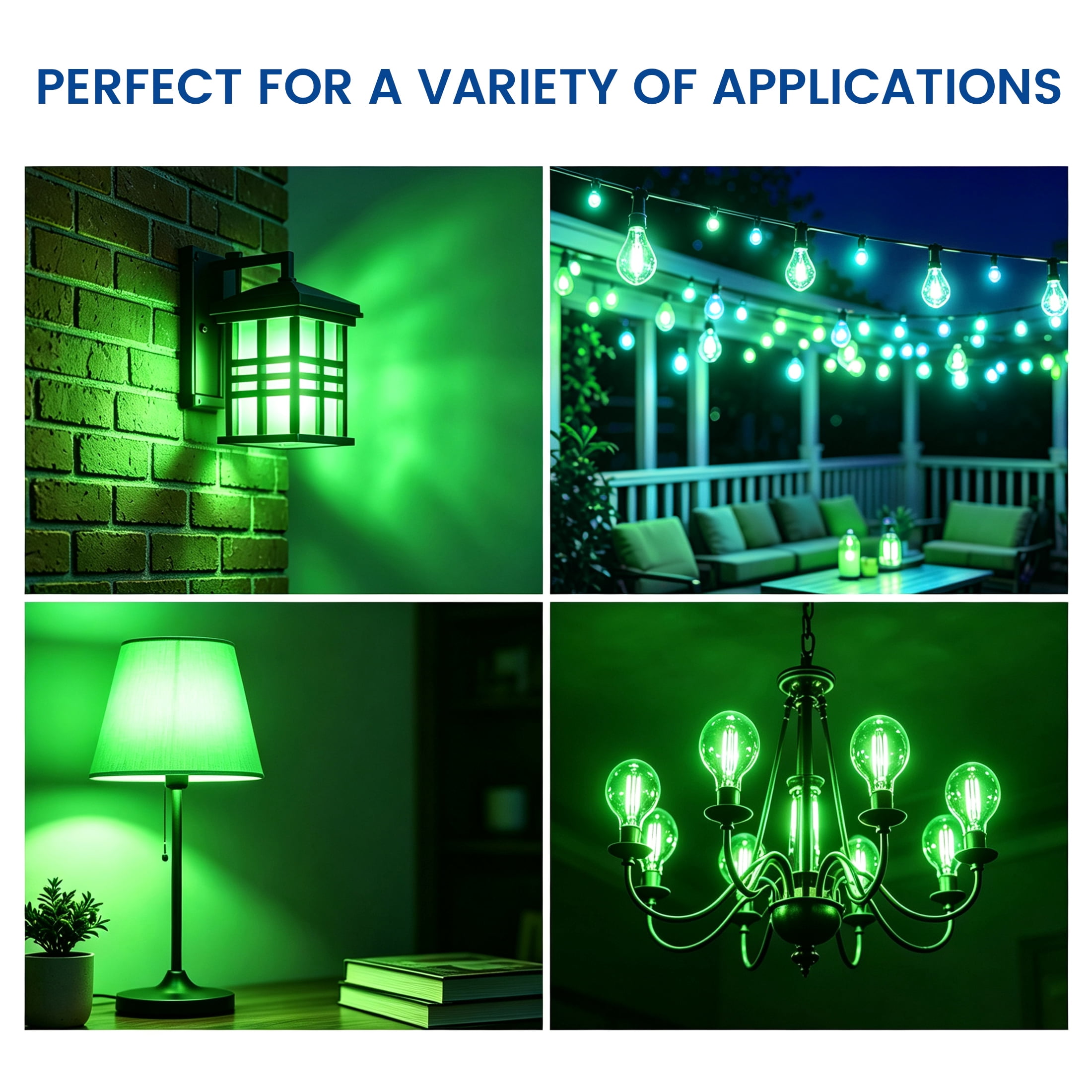 Great Value A19 LED 7W Decorative Green Light Bulbs, E26 Medium Base, 2 Pack