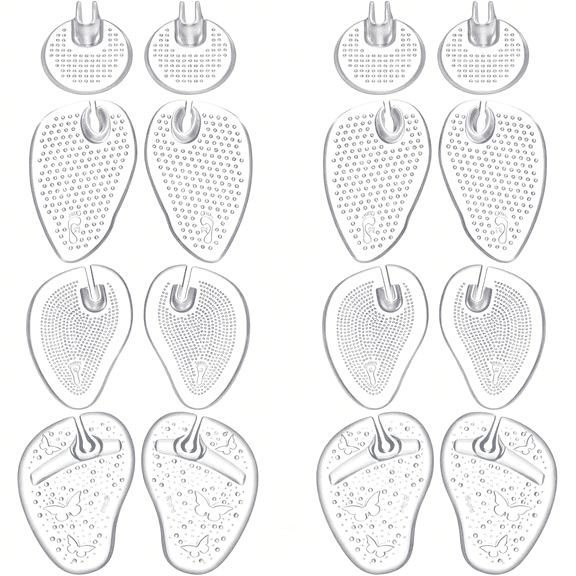 XIRQI 8 Pairs Gel Metatarsal Pads for Thong Sandals/Flip Flops, No-Slip Self-Adhesive Forefoot Cushion Inserts for Pain Relief (Mixed Style)