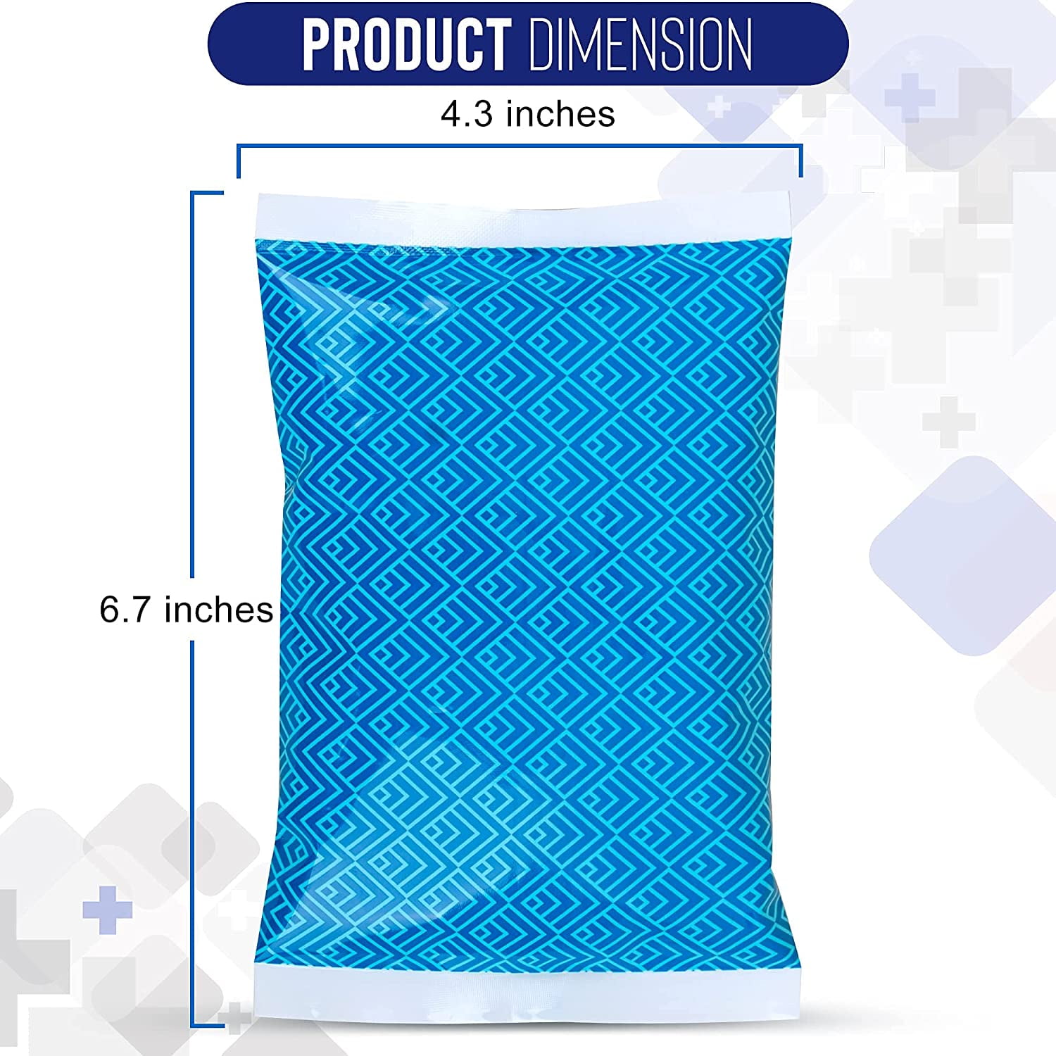 Basics Reusable Hard Sided Rectangular Ice Pack, 6.5 inch x 4.3 inch x 1.2 inch, Blue, Pack of 4