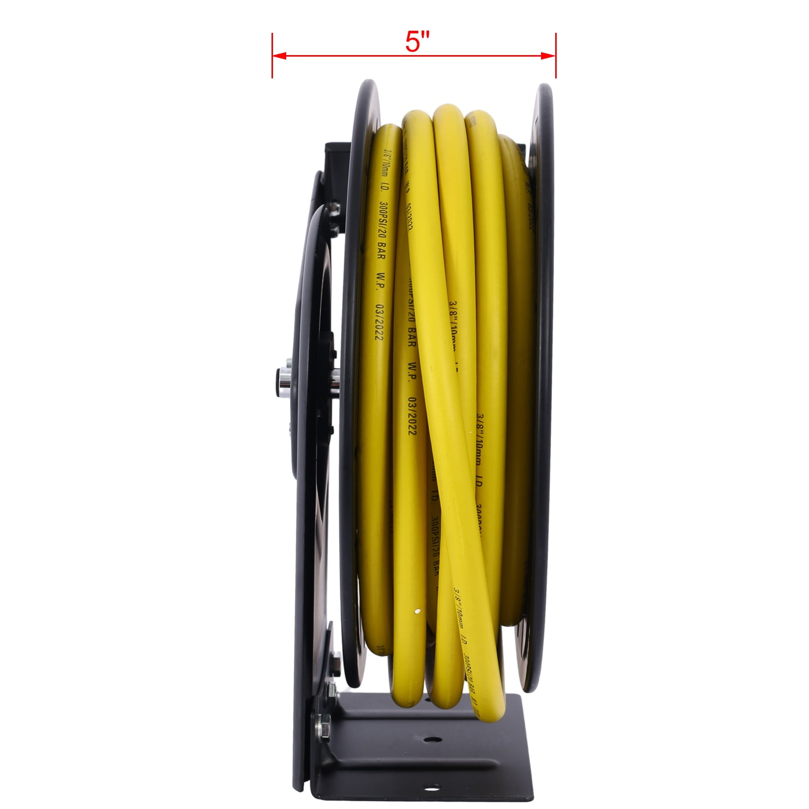 Air Reel Retractable 3/8" x 50' Premium Commercial Hose - Heavy Duty Steel Frame, 300 PSI Capacity, Wall/Ceiling/Floor Mount