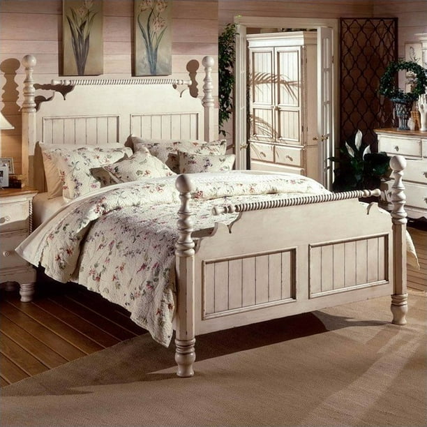 Hillsdale Wilshire Poster Bed in Antique White FinishQueen Walmart