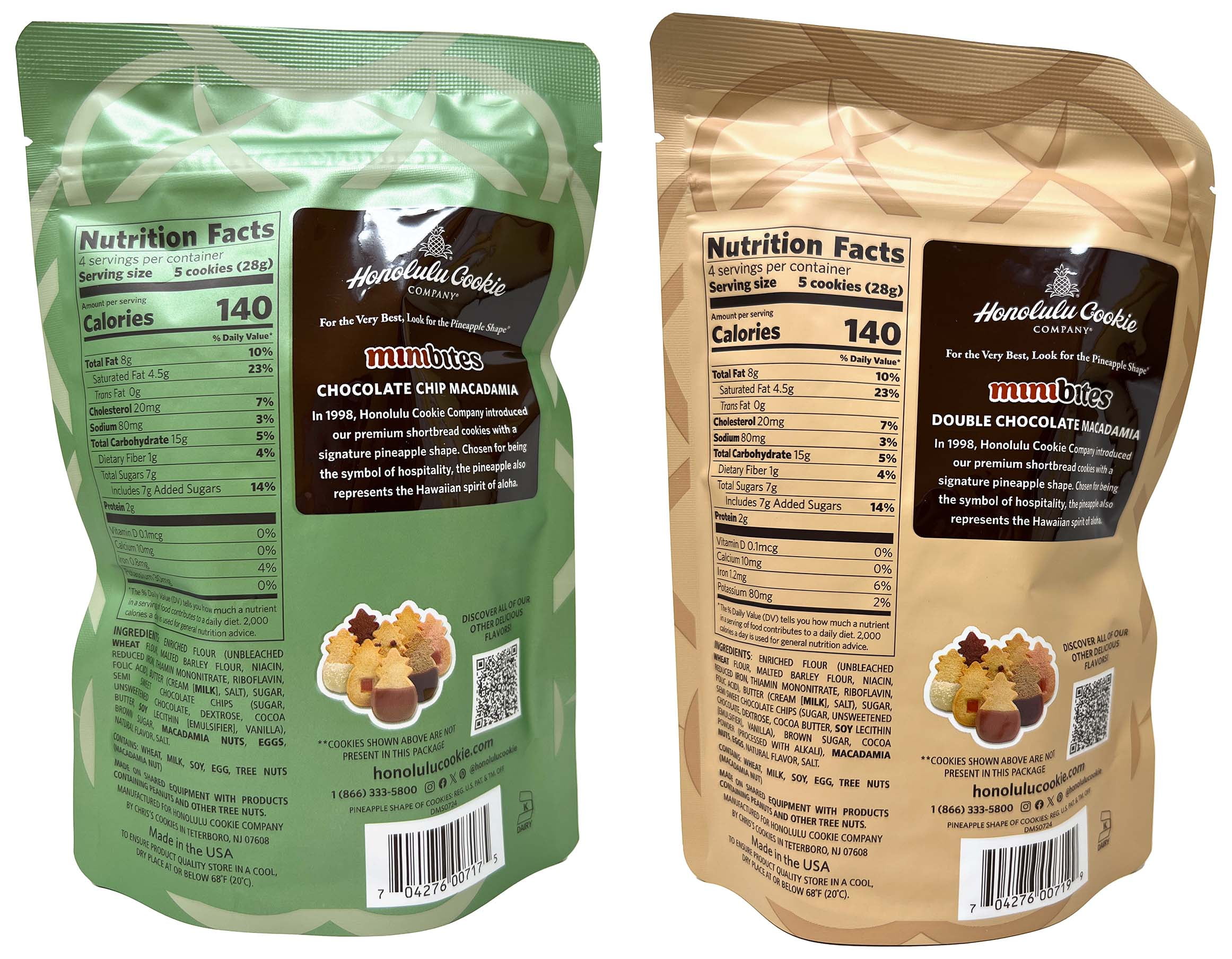 Honolulu Cookie Company Mini Cookie Bites - Baked: Chocolate Chip and Double Chocolate Macadamia - 2 Pack (4 Oz), | MerlinsMart Zine