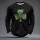 thumbnail image 1 of Ceisia Men's St. Patrick's Day Vintage Four-Leaf Clover Crewneck | Waffle Knit Relaxed Long-Sleeve Casual Top Gift, 1 of 4