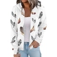 thumbnail image 5 of Full Zip up Hoodie Jackets with Pockets Womens Hooded Fashion Print Casual Zipper Sports Sweatshirt Coat Tops (X-Large, White 01), 5 of 6