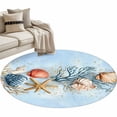 thumbnail image 2 of Summer Shell Round Area Rugs 3 ft, Ocean Coral Starfish Marine Life Washable Small Area Rug with Non-Slip Sturdy Edge Binding Round Front Door Mat Floor Carpet for Entryway, 2 of 9
