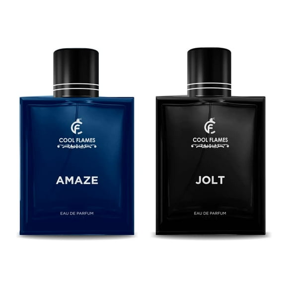 Cool Flames Luxury Amaze + Jolt Eau de Parfum Combo pour Hommes & Femmes Lot de 2 X 100ml - 3.4 Fl.oz. Chacun / Fragrance Unisexe Premium Longue Durée - avec des Notes d'Agrumes, Épicées, Aquatiques, Florales