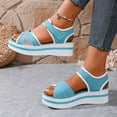 thumbnail image 2 of Hopeusnice Sandals for Women Trendy Non-Slip Breathable Women's Sandals Open Toe Soft Thick-Soled Heel PU Materials Summer Shoes Roman Flexible Walking Shoes Sky Blue 36, 2 of 9