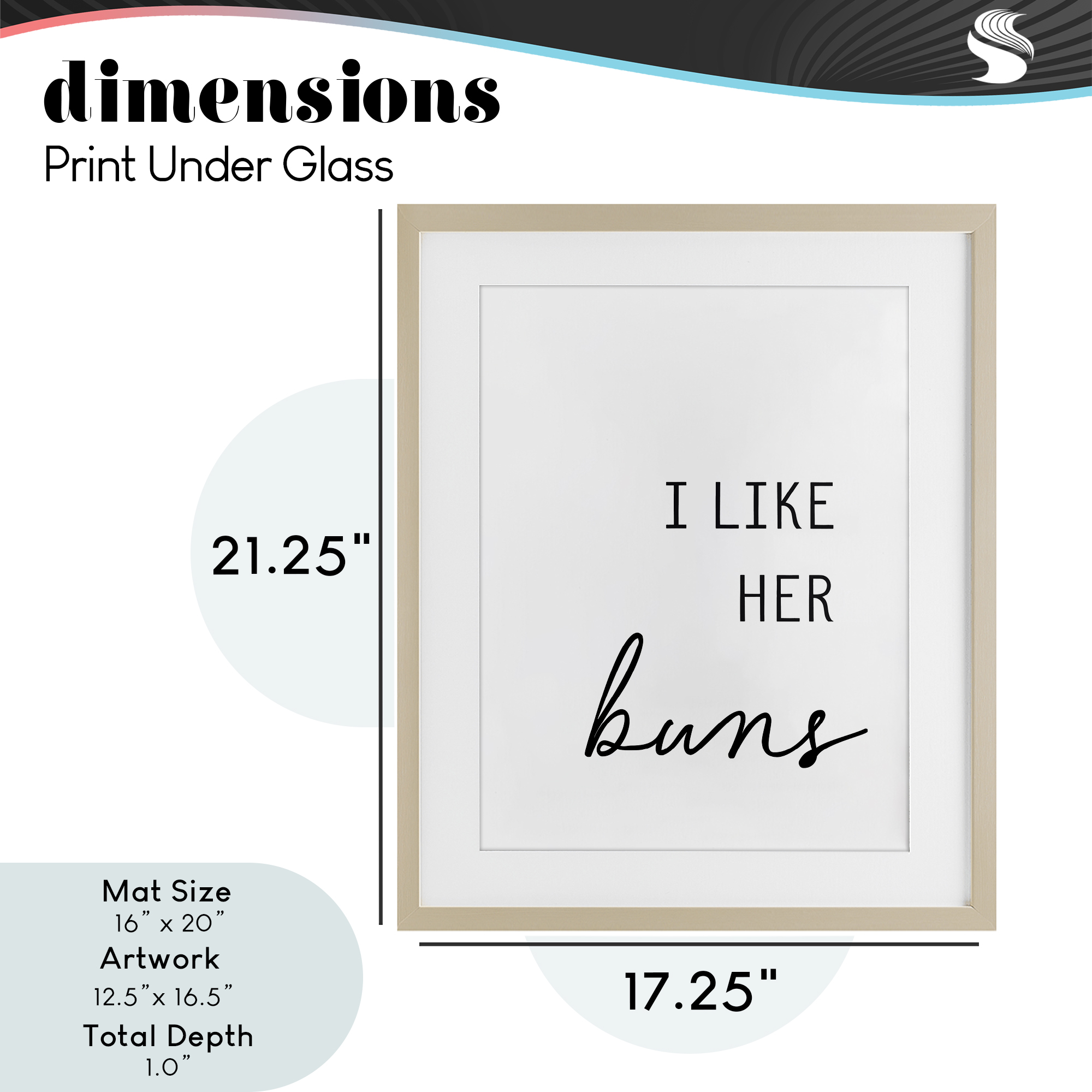 Like Her Buns Birch Framed Print Under Glass, design by Lettered and Lined
