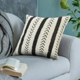 thumbnail image 3 of Ox Bay Herringbone Black / Cream Chevron Tufted Stripe Cozy Poly-Fill 20 In. X 20 In. Cotton Throw Pillow, 3 of 8