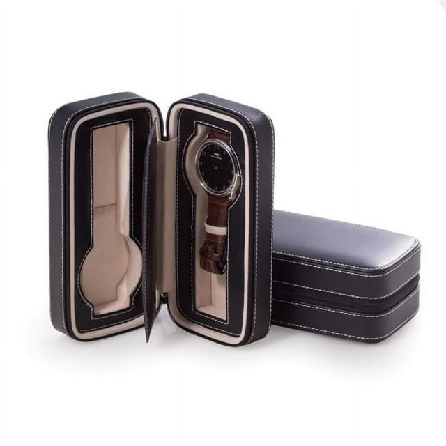 Bey-Berk International BB591BLK Boîtier de Voyage en Cuir Noir avec Compartiments de Forme