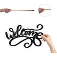 thumbnail image 3 of Wood Word Cutout Sign Welcome Laser Cut Wood Signs Wall Sculpture Hanging Decoration DIY Black Words Sculptures Signs for Farmhouse Kitchen Living Room Wall Art Ornaments 7.4x12Inch, 3 of 9