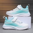 thumbnail image 4 of Kids Girls Tennis Shoes Lightweight Mesh Color Block Arch Support Soft Sole Walking Shoes Hook and Loop Workout Running Sneaker Mint Green 13 Little Kid, 4 of 6