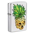 thumbnail image 1 of Zippo Leaf Skull Pineapple Design High Polish Chrome Pocket Lighter, 1 of 15