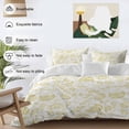 thumbnail image 3 of 3 Piece Boho Yellow Floral Duvet Cover Set California King,Microfiber Comforter/Quilt Cover with Corner Ties and 2 Pillowcases,Vintage Farmhouse Paisley Plant Leaf Soft Bedding with Zipper Closure, 3 of 8