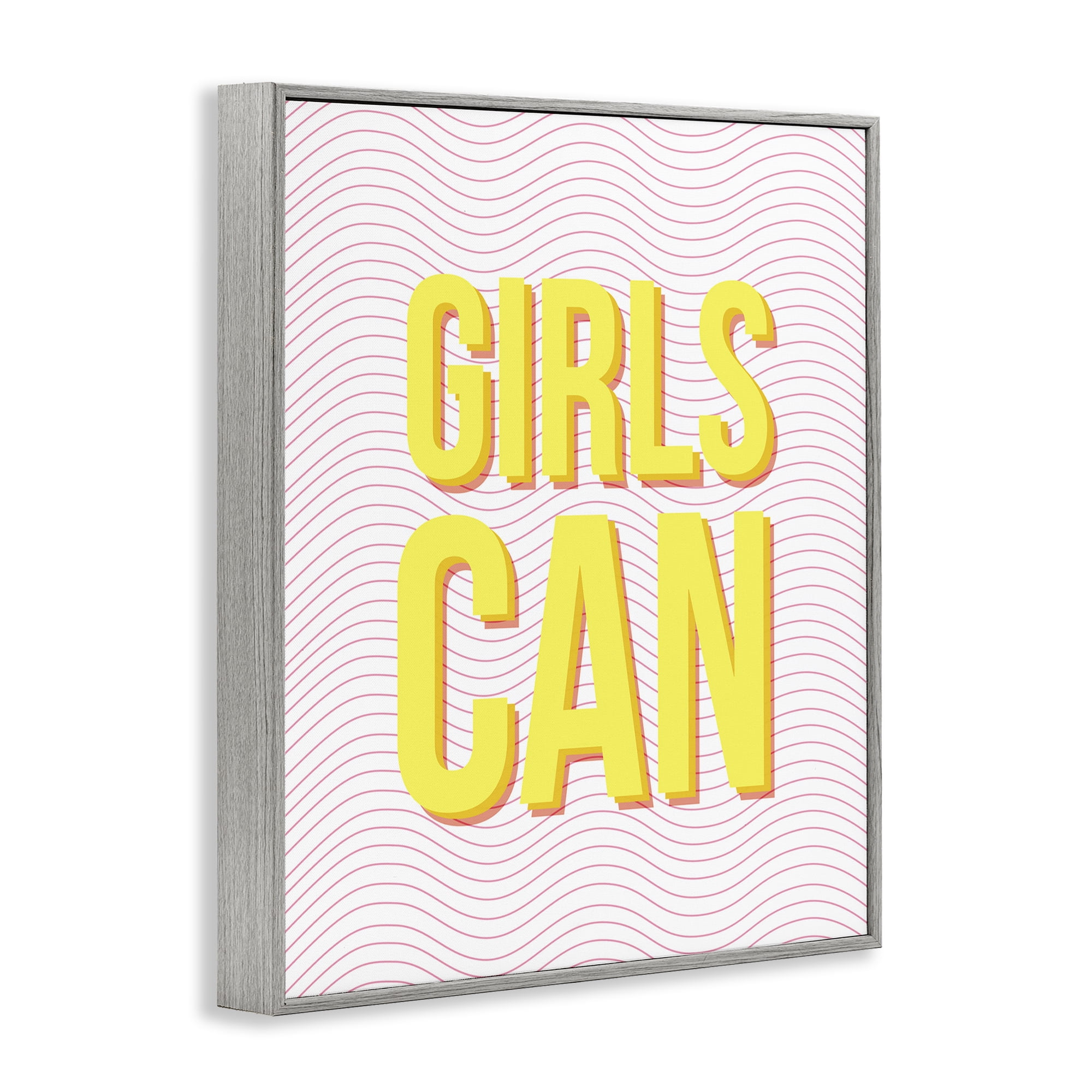 Stupell Industries Inspiring Girls Can Typography Painting Gray Framed Art Print Wall Art, 24 x 30