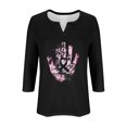 thumbnail image 4 of Today's Deal Abomasnow Womens Breast Cancer Shirts Pink Ribbon Tshirt Casual 3/4 Sleeve V-Neck Tees Breast Cancer Awareness Pullover Tops, 4 of 4