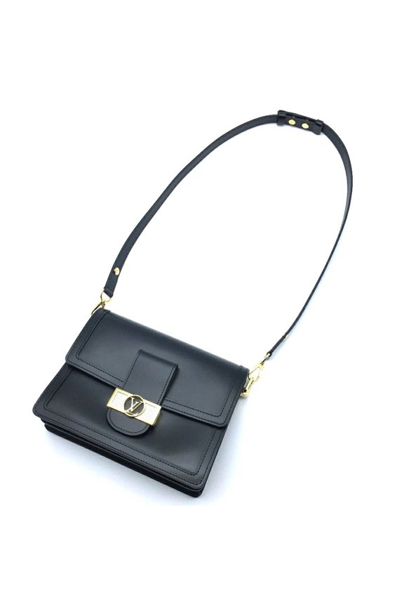Pre-Owned LOUIS VUITTON M55821 LV Lock Chain Dauphine MM Shoulder Bag Calfskin Women's Noir...