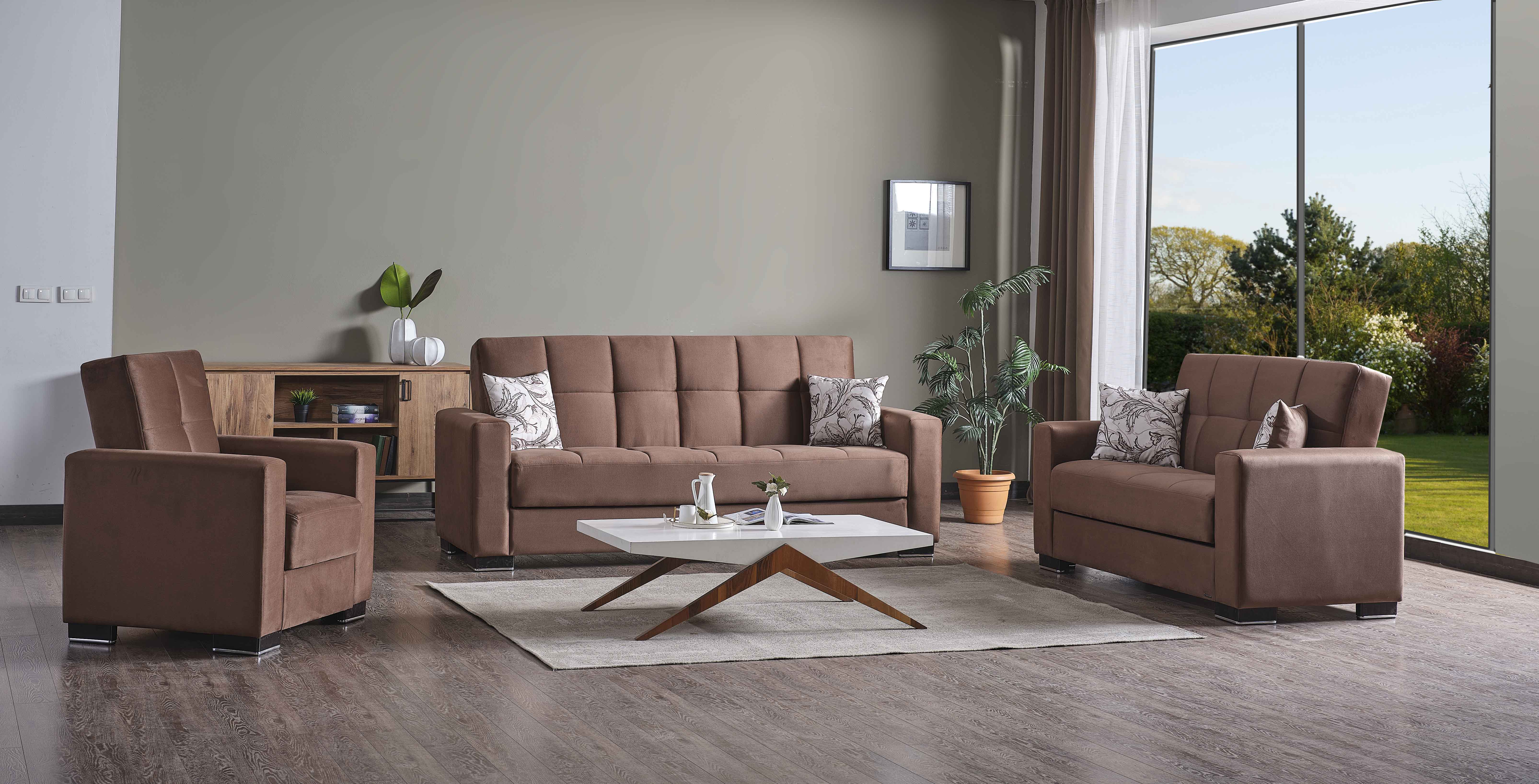 Ottomanson Origins Sleeper Loveseat, Brown Microfiber