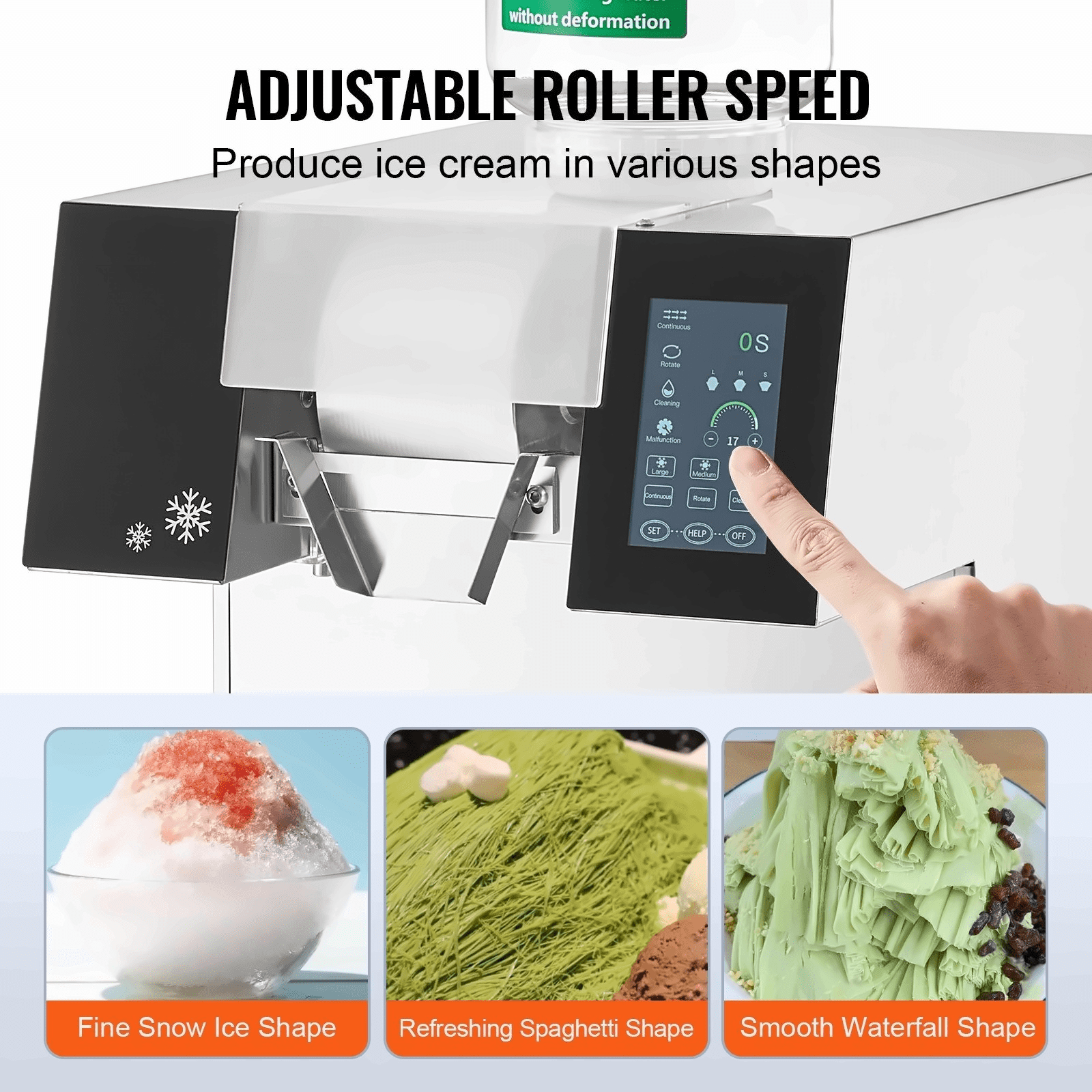 Commercial Snowflake Ice Machine 397LBS/24H, Stainless Steel Ice Cream Maker, Liquid-Cooled, Fast Cooling, Adjustable Ice Texture for Cafe & Bakery