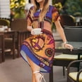 thumbnail image 3 of Uemuo Peace And Love Print Womens Summer Dress Casual Swing Short Sleeve Sundresses Beach A-line Shift Dress, 3 of 6