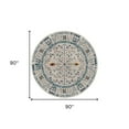 thumbnail image 5 of HomeRoots 532599 7 ft. Yellow & Ivory Southwestern Stain Resistant Indoor & Outdoor Round Area Rug, 5 of 10