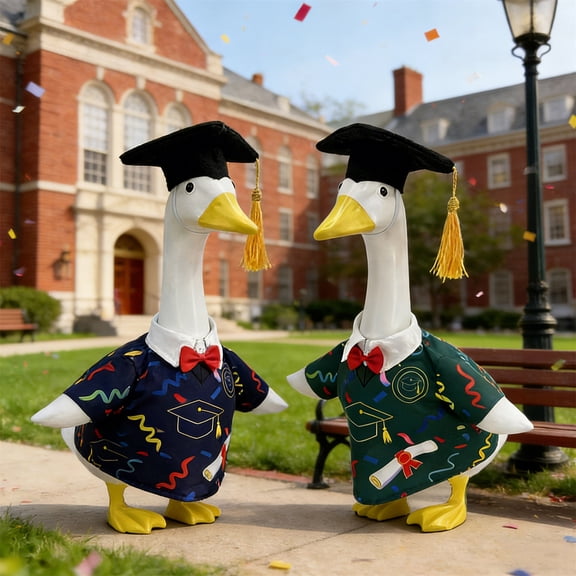 Sruoe Porch Goose Outfits, 23 Inch Porch Goose Clothes, Goose Clothes Dress, Duck Sculpture Clothes for Lawn Statue Cement Statue Yard Patio Party Decoration