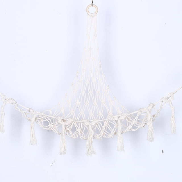 Organizador Hamaca de juguete de macramé: almacenamiento de red suave con luces LED ganchos y borlas JShteea Libre de BPA