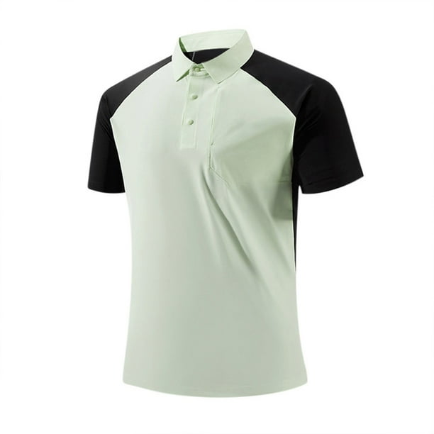 Camisetas de Golf de los Hombres de Hielo Seda Elástica de Manga Corta, Mezcla de Poliéster de Rendimiento para Correr Casual Y Diario