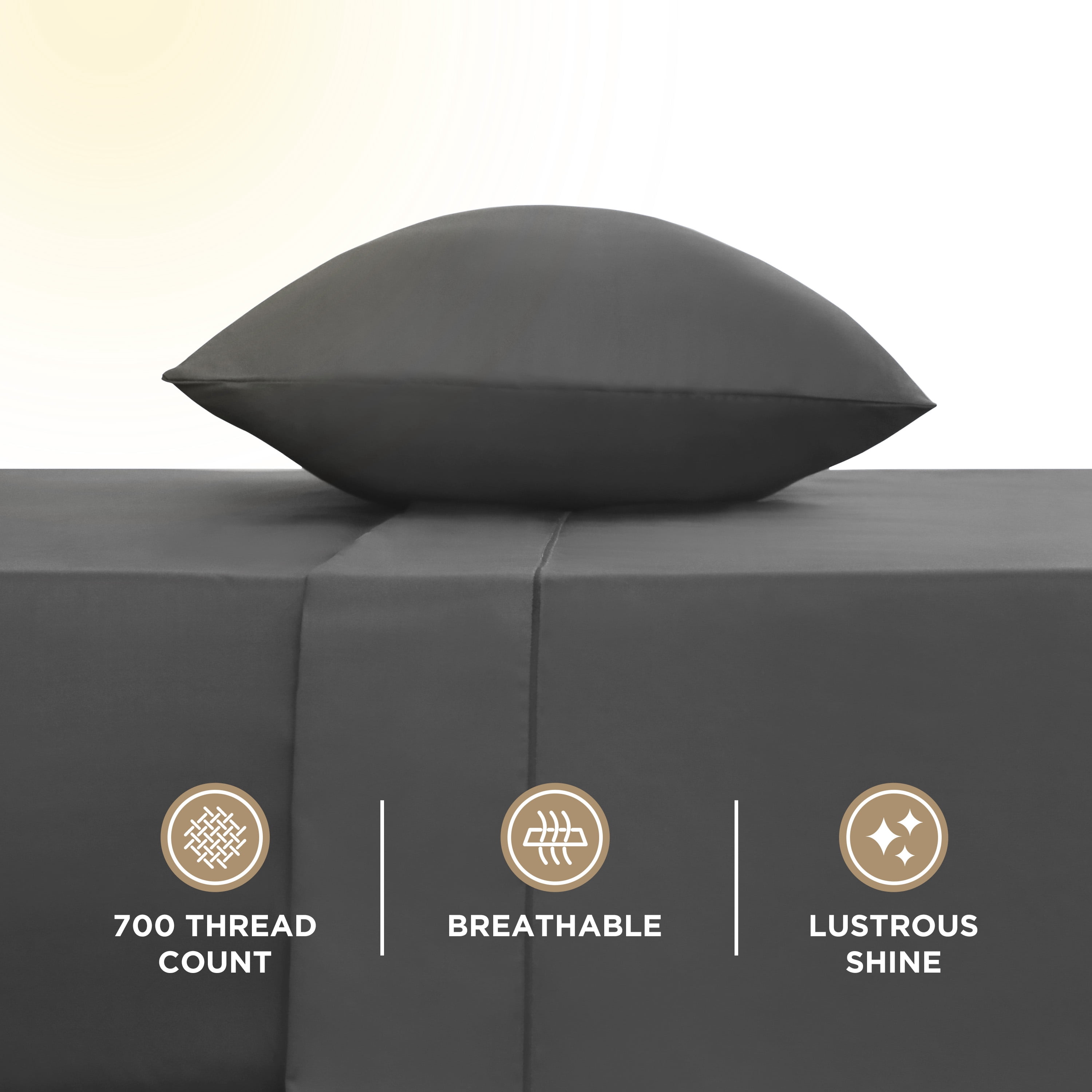 Martex 4-Piece King Sheet Set | 100% Supima Cotton 700TC Sateen | Charcoal Gray