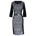 thumbnail image 4 of Peach Couture 3/4 Sleeves Chic Printed Work Business Party Sheath Slimming Dress, 4 of 7
