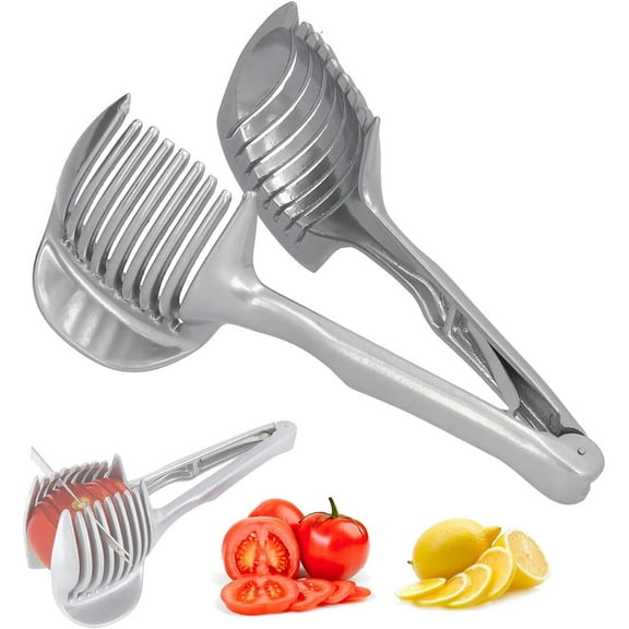 Tomato Slicer Lemon Cutter Stainless Steel Kitchen Cutting Aid Holder Tools For Soft Skin Fruits And Vegetables,Home Made Food & Drinks Decoration