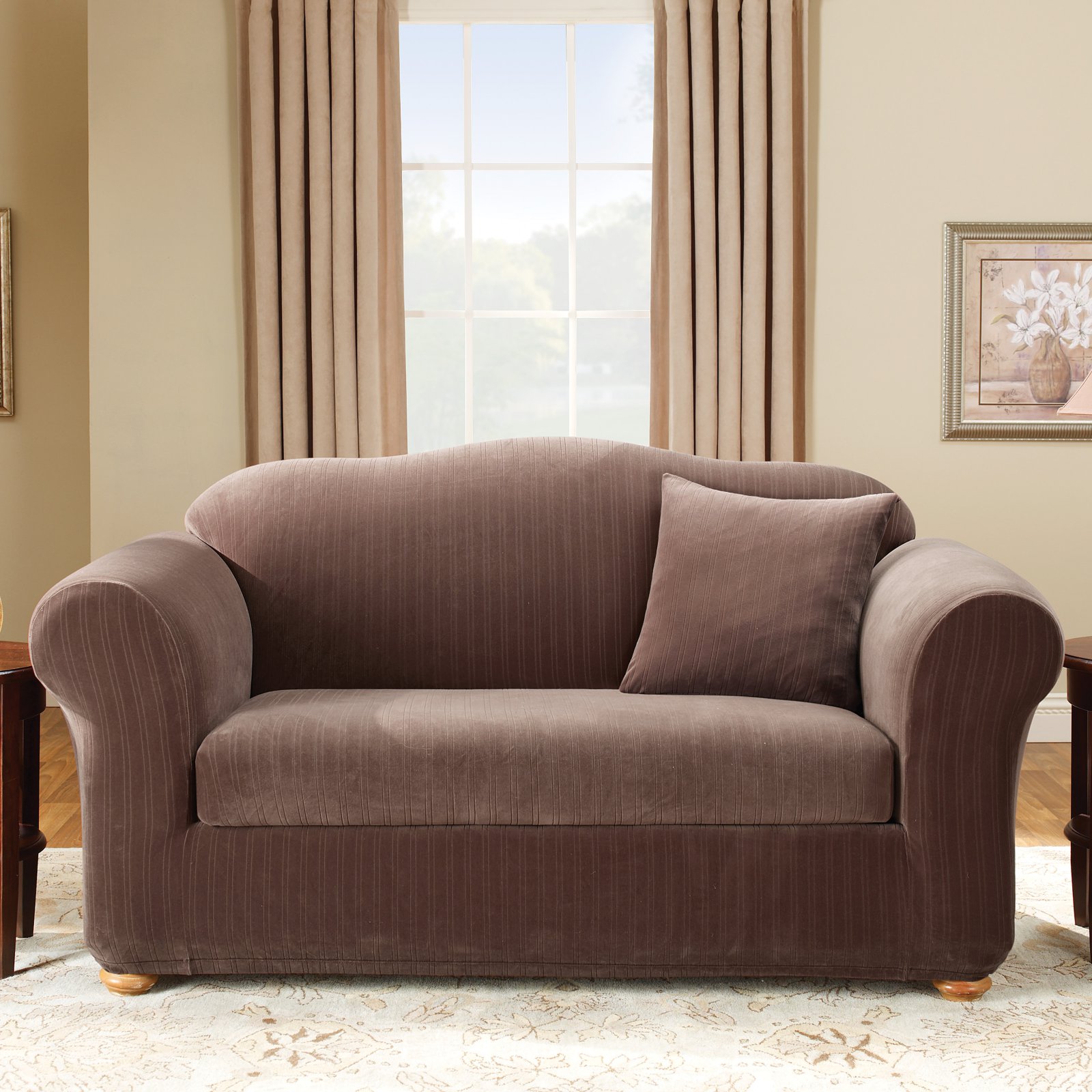 Sure Fit Stretch Pinstripe Two Piece Loveseat Slipcover - image 2 of 2