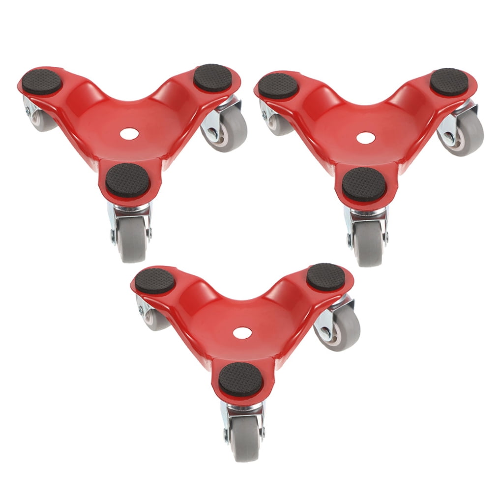 Phenofice 3Pcs Heavy Duty Metal Furniture Moving Dollies Red for Home Use Moving and Rearranging