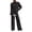 Dark Gray, variant on Womens Sweat Suits 2 Piece Set Comfort High Crew Neck Long Sleeve Sweatshirt Drawstring High Waist Wide Leg Pants Suit Lightweight Track Suits Casual Solid Color Lounge Sets M