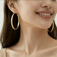 thumbnail image 4 of 4mm Wide Gold Hoop Earrings for Women Hypoallergenic Gold Plated Hoops Earrings Lightweight Big Sterling Silver Earrings Large Gold Hoop Earrings 30/40/50/60/70mm, 4 of 4